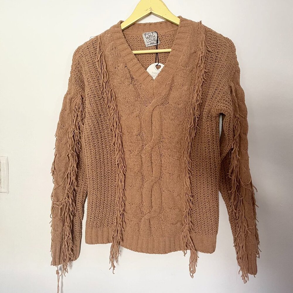 FCT With Love women’s Sweater Knit Fringe Long Size Medium